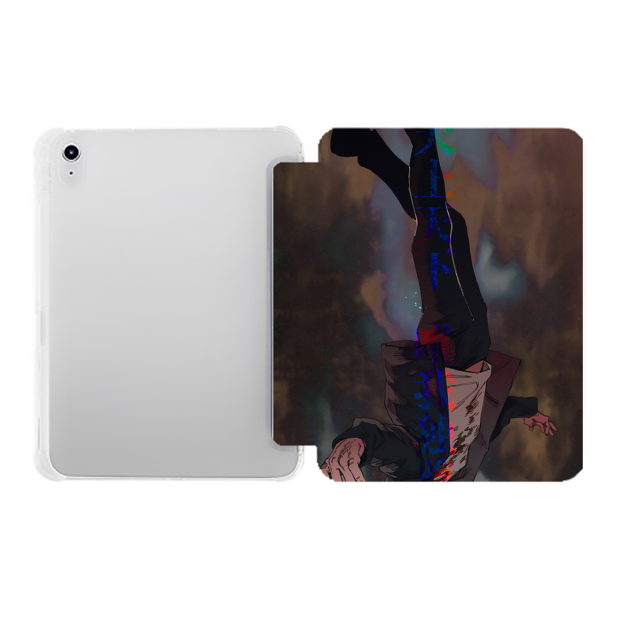 （画像用） 呪術廻戦 Jujutsu Kaisen IPad ケース ペン収納付き 三つ折りスタンド PUレザー×シリコン 対応機種9.5/10.5/10.9インチ